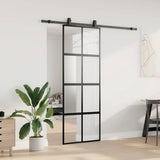 Sliding Door with Hardware Set Black 76x205 cm Tempered Glass 3375892