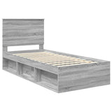 Bed Frame Grey Sonoma 75 x 190 cm Solid Pine Wood 3409422