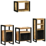 Bathroom Furniture Set with Shelf 4 pcs Brown Solid Mango Wood 3305674