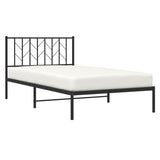 Metal Bed Frame without Mattress with Headboard Black 107x203cm 374433