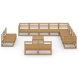 ZNTS 13 Piece Garden Lounge Set Honey Brown Solid Pinewood 3075902