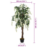 Artificial Wisteria Tree 1260 Leaves 180 cm Green and White 359009