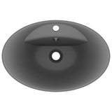 Luxury Basin Overflow Oval Matt Dark Grey 58.5x39 cm Ceramic 146939