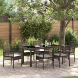 Garden Dining Set with Cushion 7 pcs Brown Poly Rattan 3379874