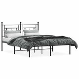 Metal Bed Frame without Mattress with Headboard Black 140x200cm 374340