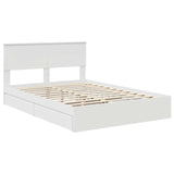 Storage Bed with Headboard White 140 x 190 cm Engineered Wood 3410798