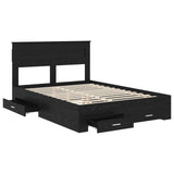 Bed Frame with Headboard Black Oak 140 x 190 cm Engineered Wood 3409980
