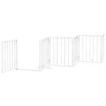 Dog Gate with Door Foldable 9 Panels White 450 cm Poplar Wood 3155535