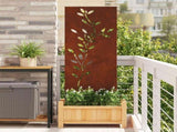 Garden Privacy Screen Floral Rusty 50 x 140 cm Weathering steel 876328
