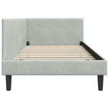 Corner Bed Frame Light Grey 100 cm x 200 cm Velvet 42016236