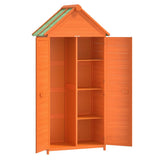 2 Piece Garden Tool Shed Set Brown Solid Wood Pine 172249