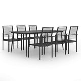Dining Set Black Powder-Coated Steel Large Durable Dining Set 3060259