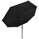 3-Tier Garden Parasol with Aluminium Pole Black 3.5 m 313882