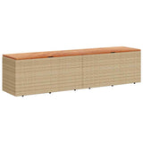 Garden Storage Box Beige 220x50x54 cm Poly Rattan Acacia Wood 365960
