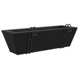 ZNTS Planters with hooks 2 pcs Black Poly Rattan 366401