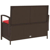 Garden Storage Bench with Cushion Brown Poly Rattan 4104217