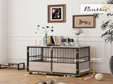 100cm Furniture Style Dog Crate Dog Cage End Table Indoor with 3 Doors Soft Washable Cushion, for T3398P376383