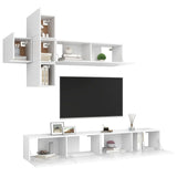 7 Piece TV Cabinet Set White Engineered Wood 3078709