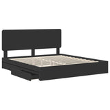 Storage Bed with Headboard Black 200 x 200 cm Engineered Wood 3412652