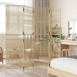 Room Divider 5 Panels Beige Poly Rattan 365399