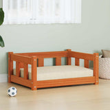 Dog Bed Wax Brown 65.5 x 50 x 28 cm Solid Pine Wood 869883