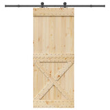 Sliding Door with Hardware Set 95x210 cm Solid Wood Pine 3332770