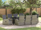 Garden Dining Set with Cushion 9 pcs Grey Poly Rattan 3379498
