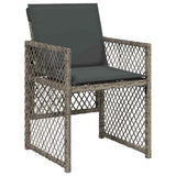 17 Piece Garden Dining Set with Cushions Grey Poly Rattan 3210830