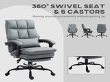 Faux Leather Reclining Office Chair, with Footrest - Grey T3398P344450