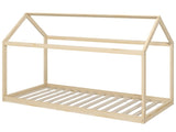 Single Bed Frame, House Scandinavian Wooden Bed Frame for 90W x 190Dcm Mattress, Pine Wood Bed Base, T3398P553273