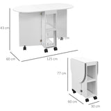 Four-Person Drop Leaf Dining Table, with Wheels - White T3398P344540