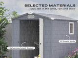 4.4ft x 6.2ft Aluminium Frame and Plastic Wall Shed, with Foundation - Grey T3398P325276