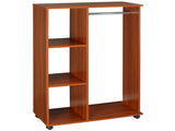 Open Wardrobe on Wheels, Bedroom Wardrobe with Clothes Hanging Rail, 3 Storage Shelves, Mobile T3398P328078