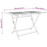 Folding Garden Table 120x70x75 cm Solid Eucalyptus Wood 316621