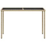Garden Table with Glass Top Beige 115x54x74 cm Poly Rattan 365075