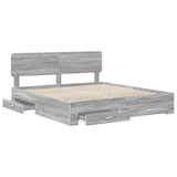 Bed Frame with Drawer Grey Sonoma 200 x 200 cm Engineered Wood 3412337