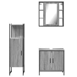 ZNTS 3 Piece Bathroom Cabinet Set Grey Sonoma Engineered Wood 3214763