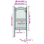 ZNTS Fence Gate with Spikes Steel 100x200 cm Green 146387