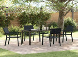 Garden Dining Set 5 pcs Black Powder-Coated Steel 3379144