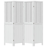 Room Divider 4 Panels White Solid Wood Paulownia 358721