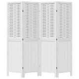 Room Divider 4 Panels White Solid Wood Paulownia 358721
