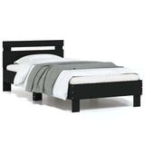Bed Frame without Mattress with LED Lights Black 75x190 cm Small Single 838751