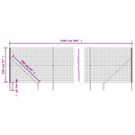 ZNTS Wire Mesh Fence with Spike Anchors Anthracite 2.2x25 m 154271