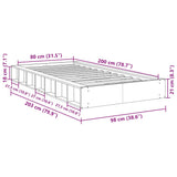 Bed Frame Oak Solid oak wood Single Bed Frame Rectangular 3324119