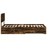 Bed Frame with Headboard Smoked Oak 90 x 200 cm Engineered Wood 3412422