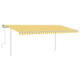 ZNTS Manual Retractable Awning with LED 5x3.5 m Yellow and White 3070063