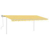 Manual Retractable Awning with LED 5x3.5 m Yellow and White 3070063