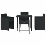 Garden Dining Set with Cushion 5 pcs Black Poly Rattan 3379976