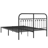 Metal Bed Frame without Mattress with Headboard Black 140x190cm 376600