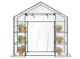 Mini Walk-in Greenhouse with PVC Cover, 4-Shelf Indoor Outdoor Planting Green House for 62584139